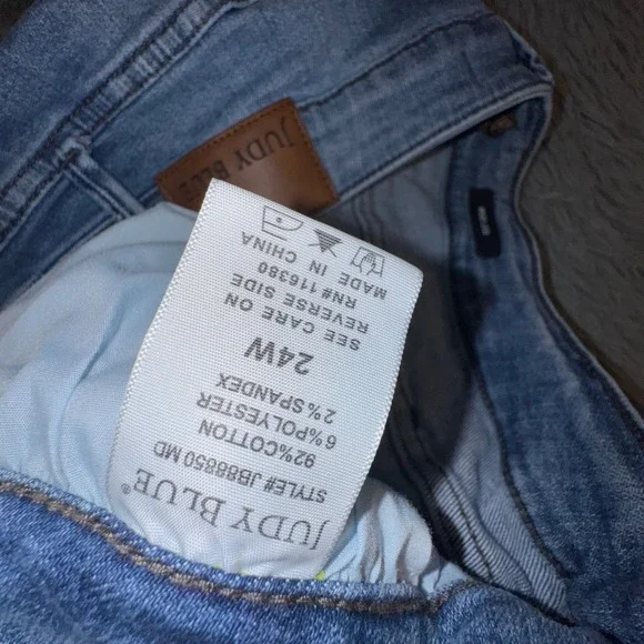 Judy Blue Wide Leg Cropped Jeans Women's 24W Light Wash Braided Detail High Rise - Picture 10 of 15